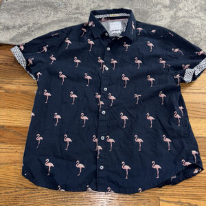 Denim + Flower Men’s Button Down Casual Slim Fit Seagulls Blue Shirt Adult Small